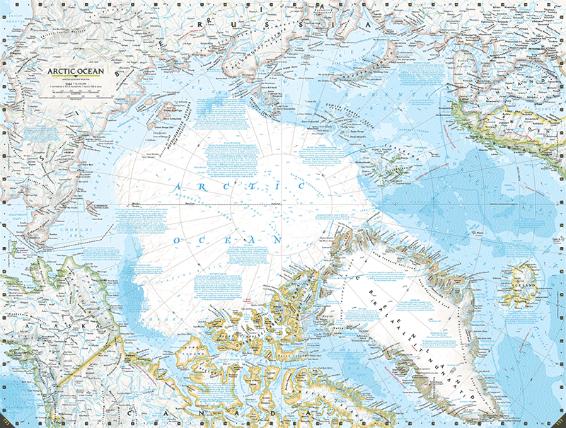 A GIF of National Geographic atlases from 1999 through 2014 shows how Arctic ice has melted over time.