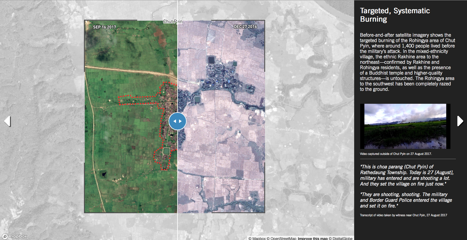 Screenshot of a map featuring the before-after slider