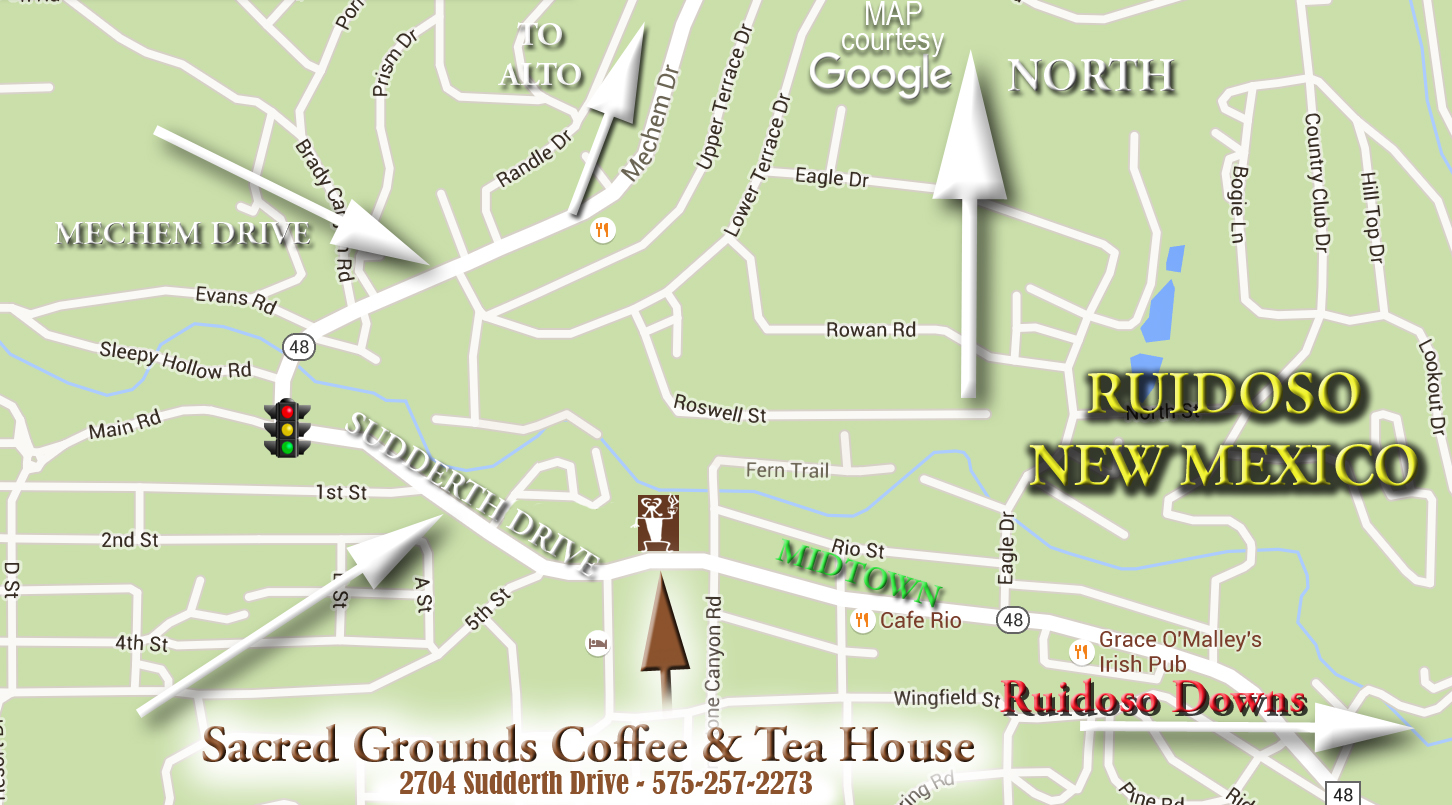 map showing directions to sacred grounds