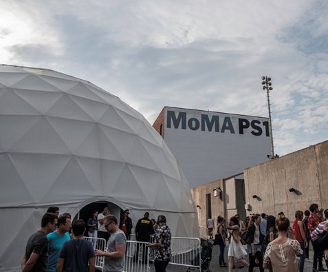  RAVE LABOR:   Collaboration with JOSH KLEIN and JON SANTOS  The MoMA PS1 Performance Dome became a multipurpose, pop-up work party. The Dome’s interior multitasked as a design studio, hosting seven design firms working on site throughout the day; as