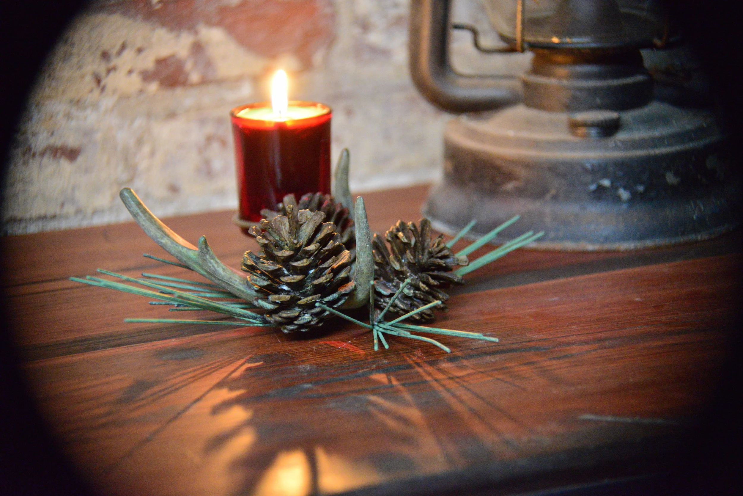 Bronze Holiday Festive Candle Display