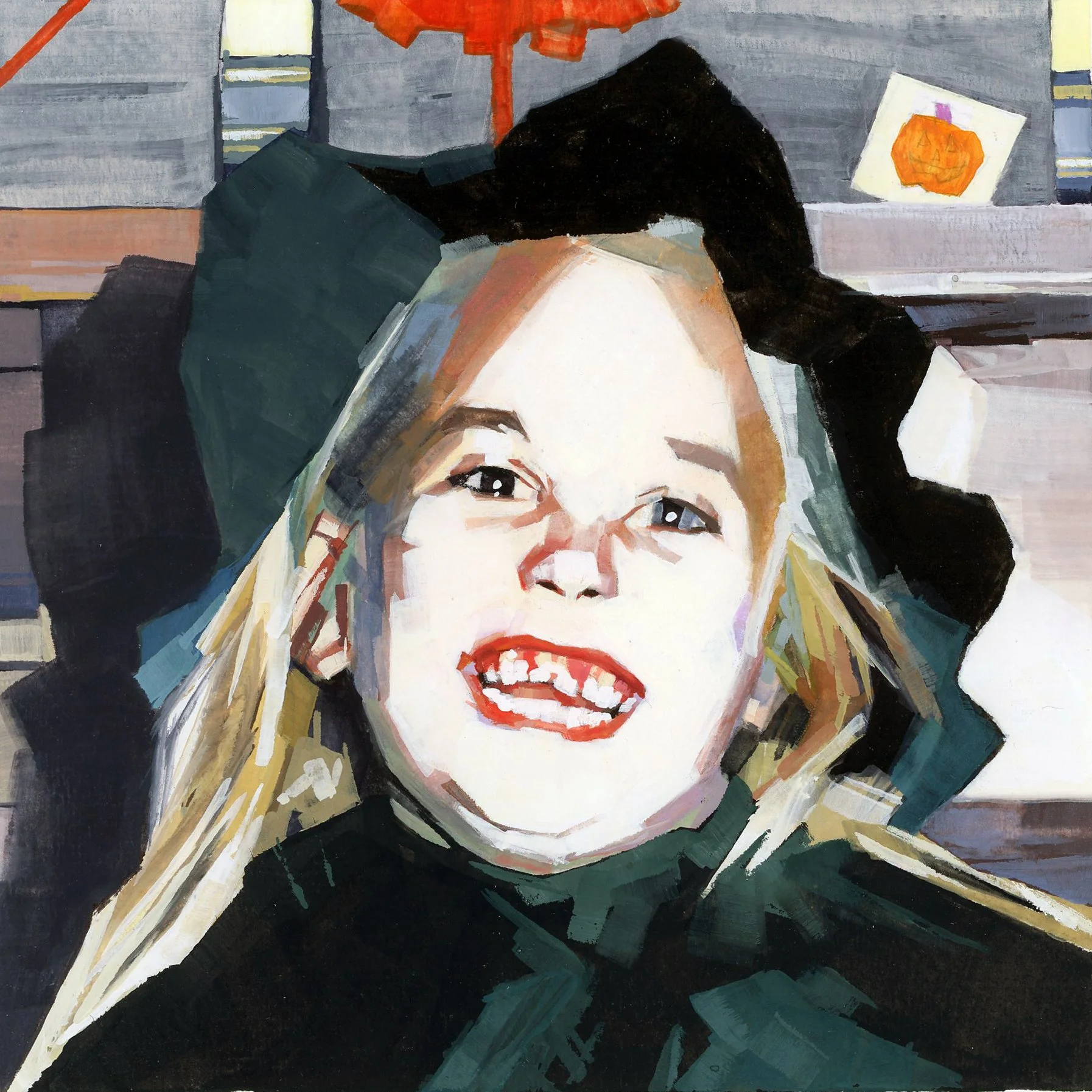 Witch 2, gouache on paper, 6" x 6", 2022