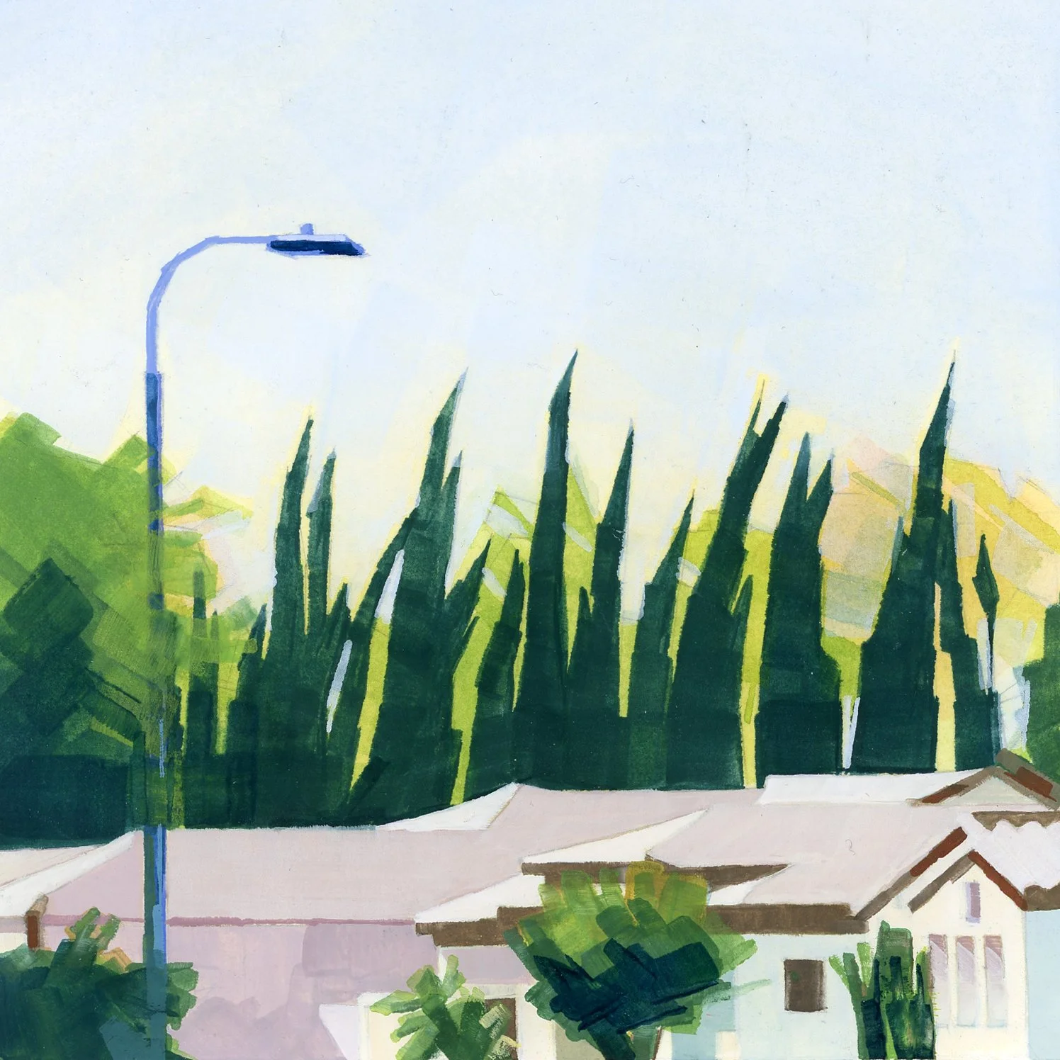 April 21, watercolor and gouache on paper, 5" x 5", 2022