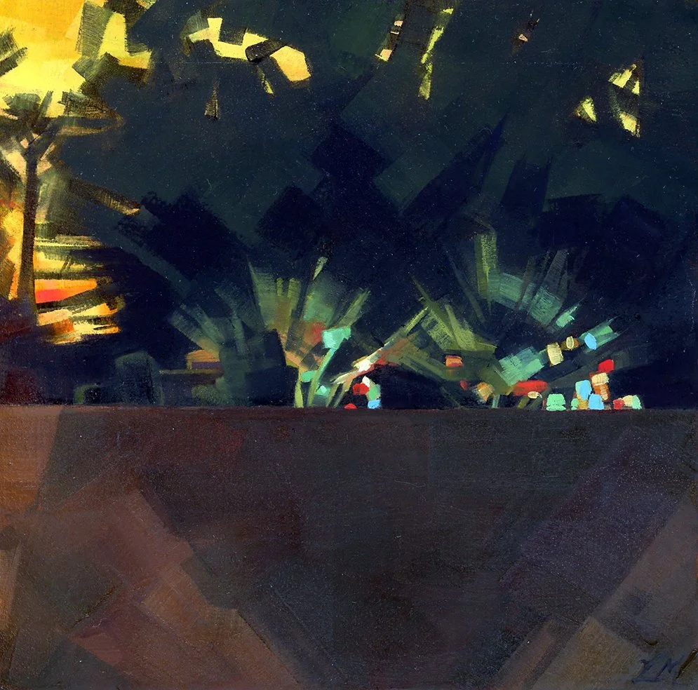 The Party Next Door, oil on panel, 5" x 5", 2023