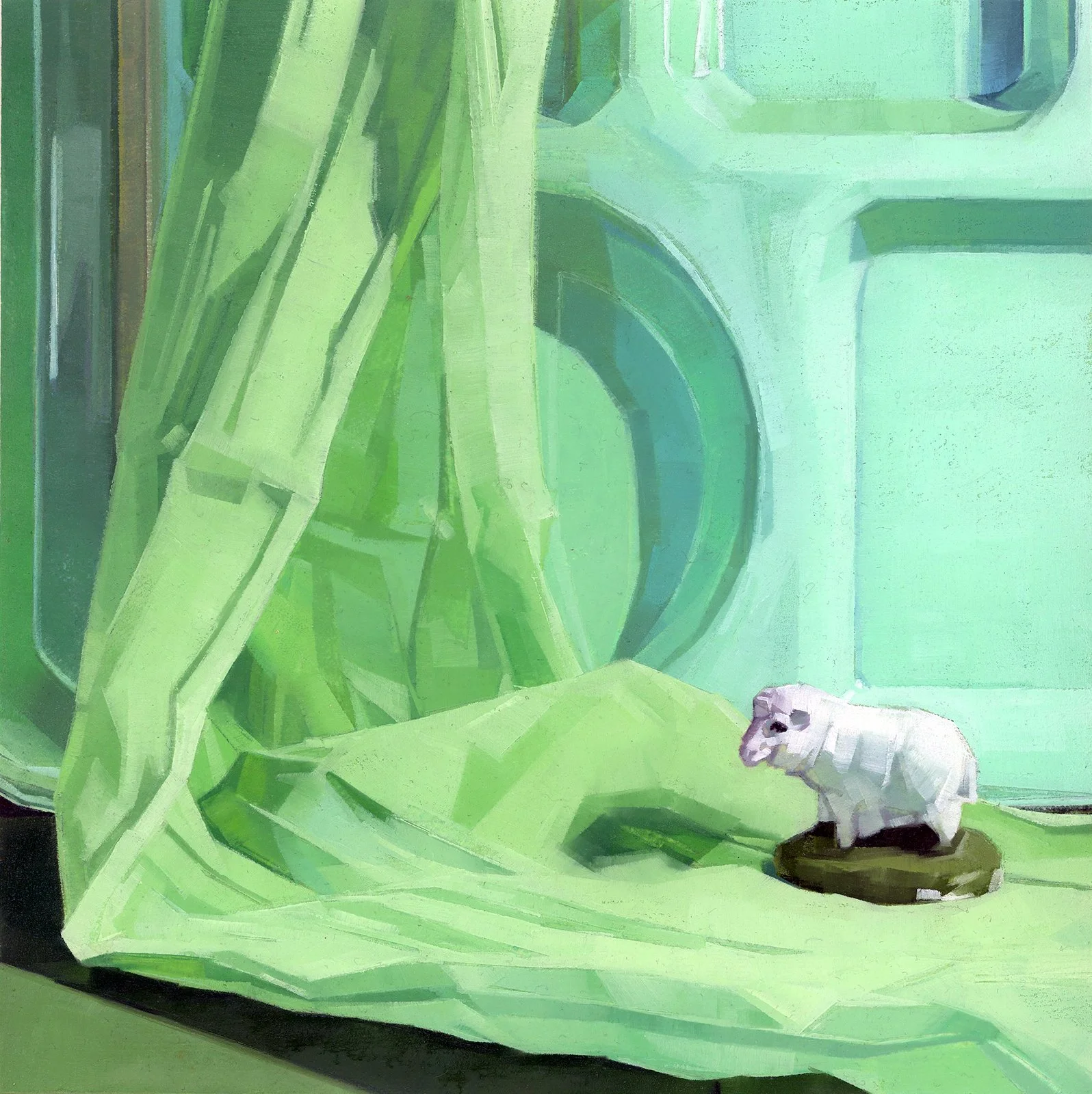 Greens, oil on paper, 8" x 8" 2024