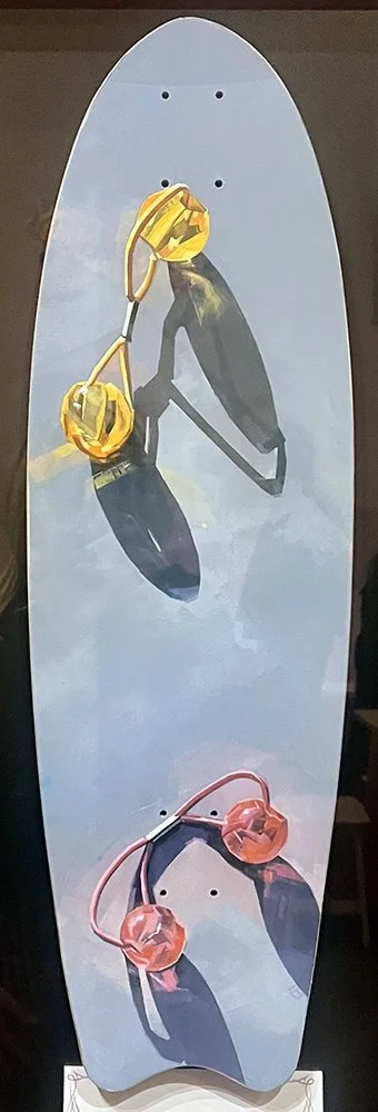 Freedom, oil on wood skate deck, 2024, sold