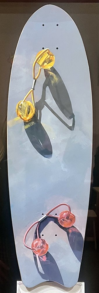 Freedom, oil on wood skate deck, 2024