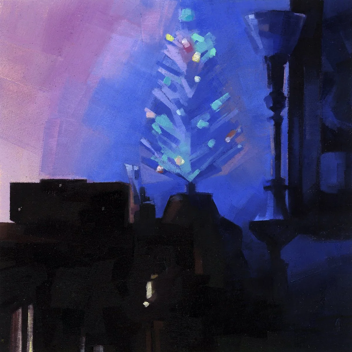 View from the Bed, Oil on paper, 6" x 6", 2025