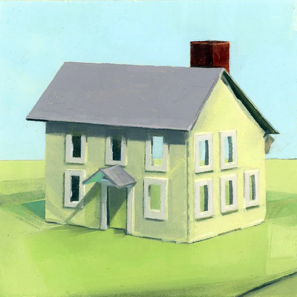 Putz House 3, Nothing but Blue Skies, Oil on paper, 5" x 5", 2025