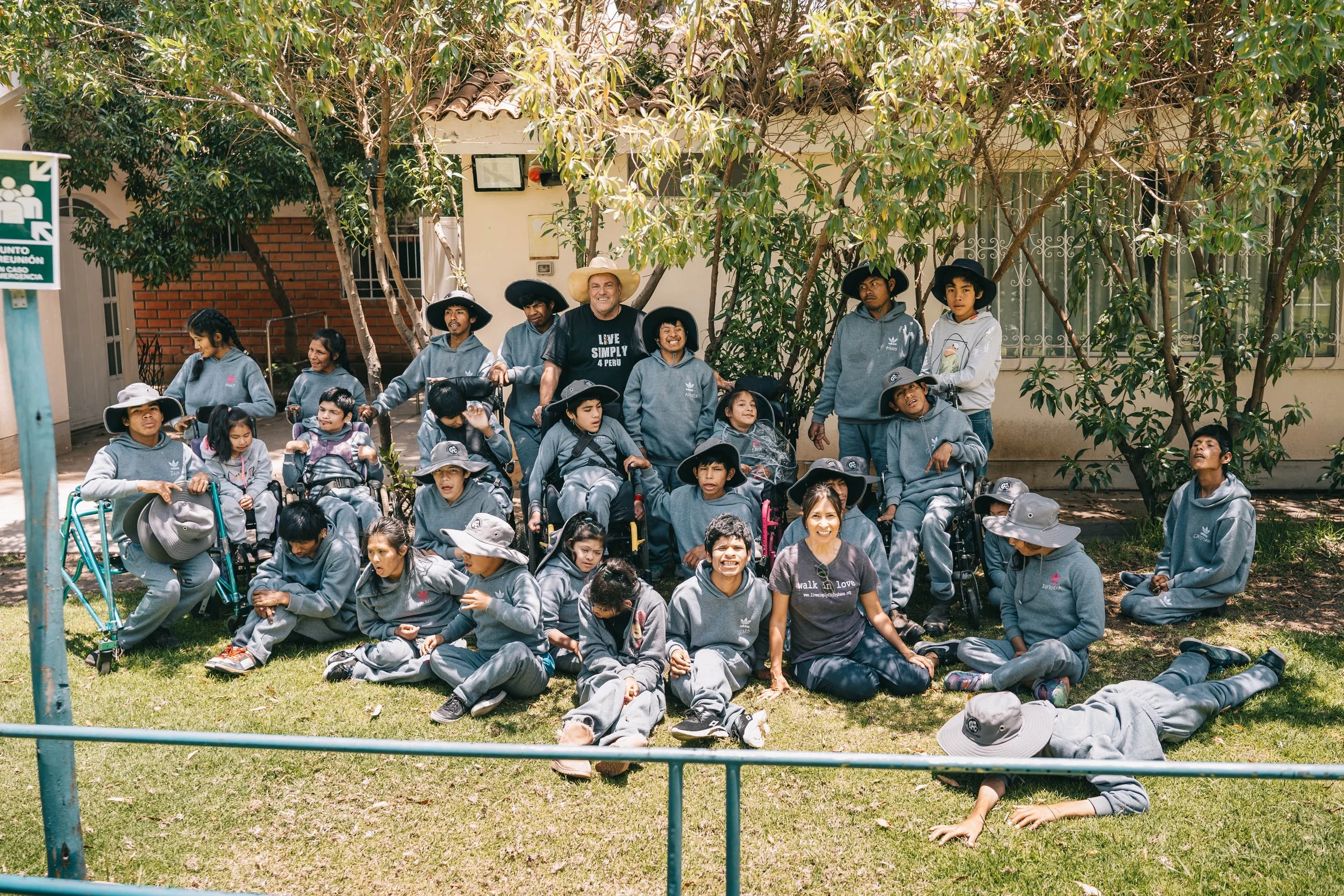 The Live Simply family together at the special needs home in Peru