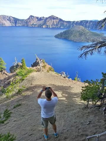 Bloom getting some snapshots of Crater Lake!