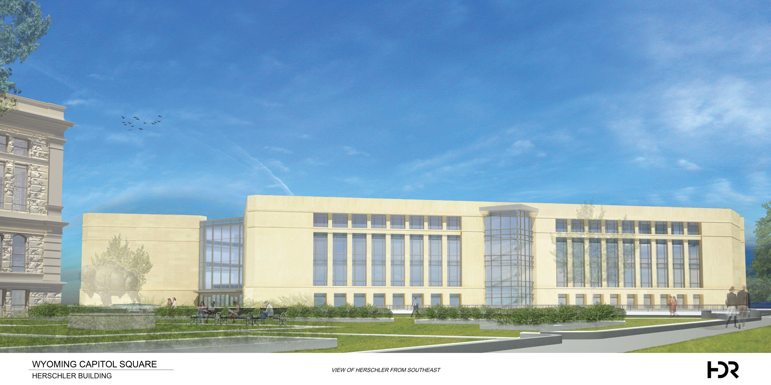 Conceptual drawing of the Herschler Building exterior
