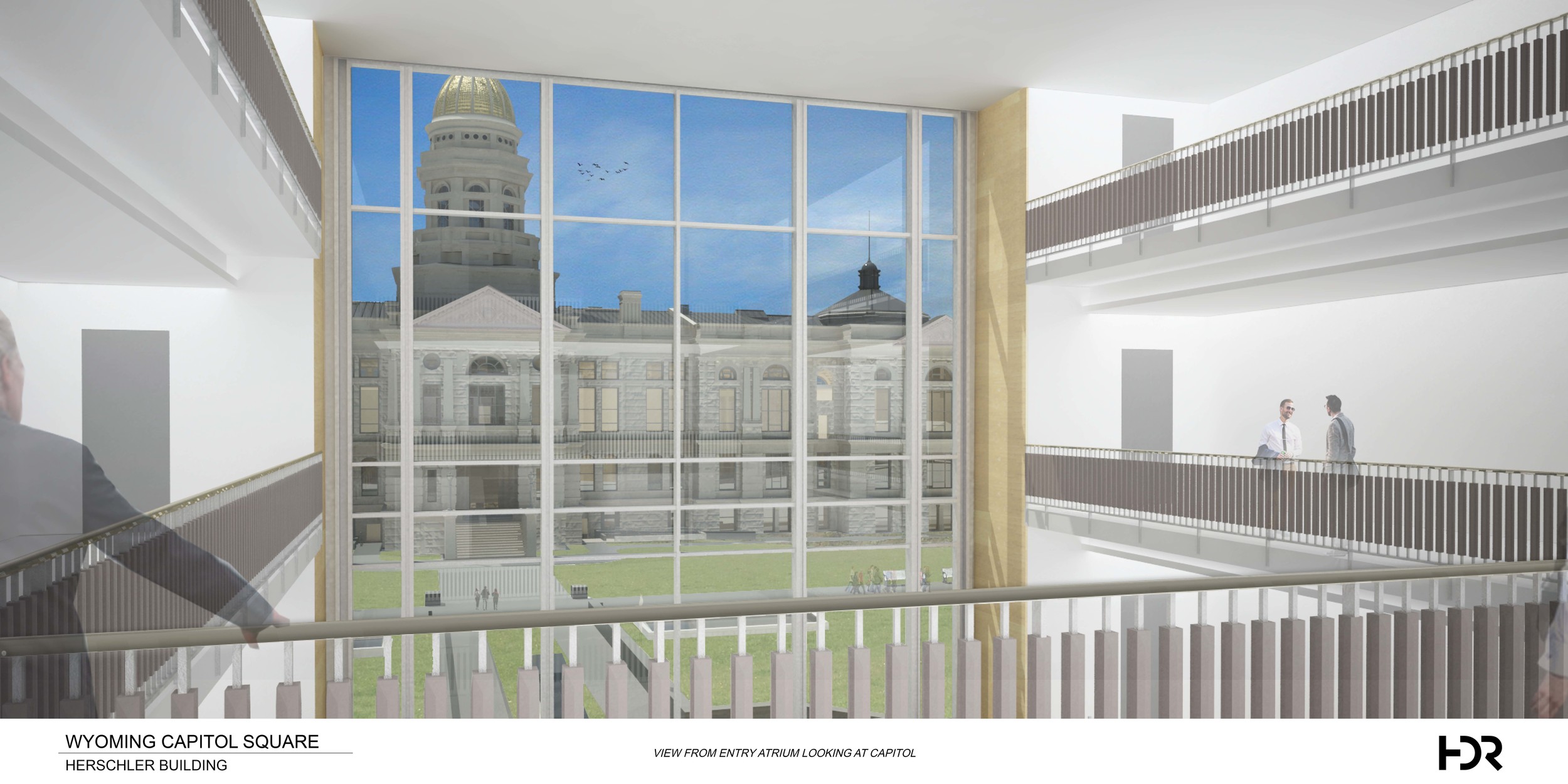 Conceptual drawing of the entry atrium in Herschler Building