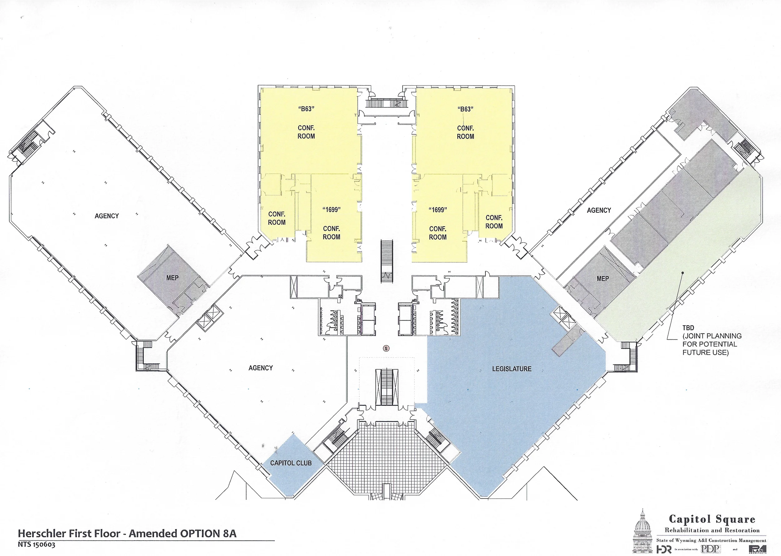 Preliminary design plans for the first floor of the Herschler Building as of June 2, 2015