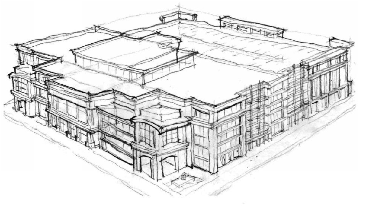 Conceptual Design Sketch of Proposed Building on Saint Mary’s Property