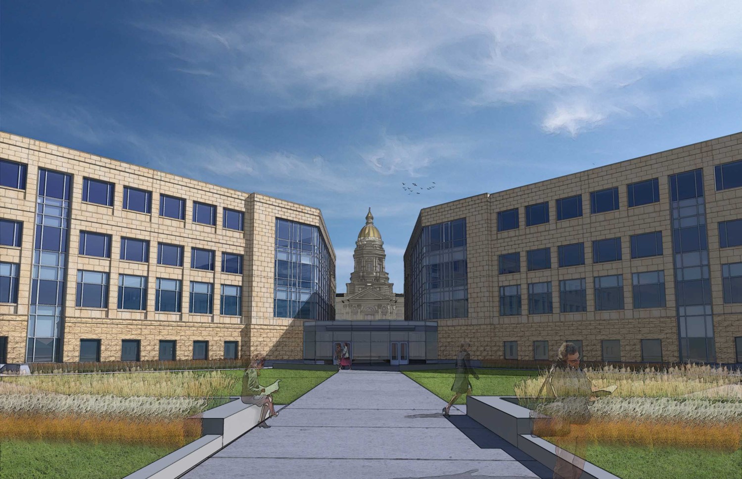 A design sketch of the Herschler Building’s new appearance that will complement the Capitol Building.