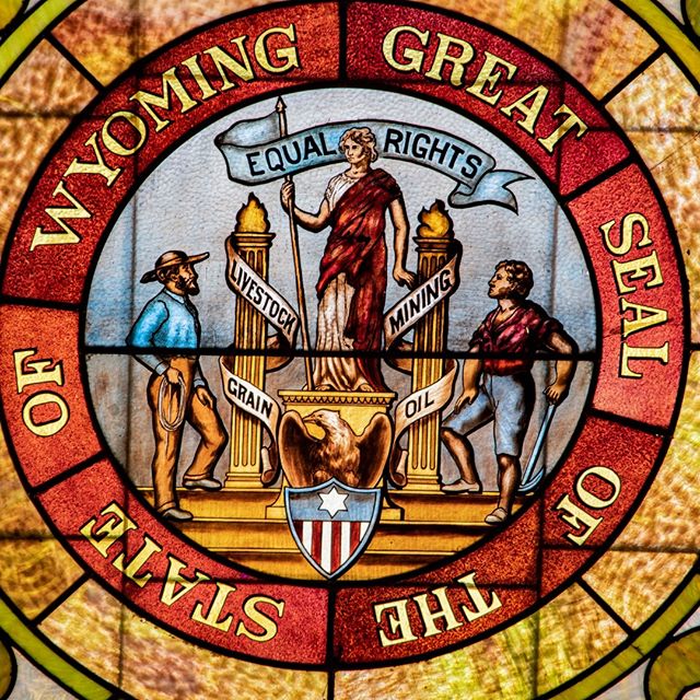 The beautiful stained glass in the Senate Chamber.