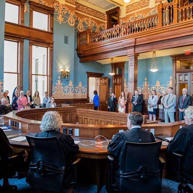 Current and former Wyoming Supreme Court Justices held a brief opening ceremony of the Historic Supreme Court Room in the Capitol on July 10. The 1888 Territorial House Chamber was occupied by the Wyoming Supreme Court from 1890 to 1937. No room in the Capitol has been more radically transformed by this project than the Historic Supreme Court Chamber.