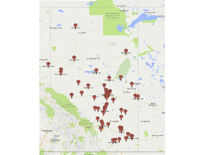 Hinton Athabasca Black Diamond Blackfalds Bonnyville Bow Island Brooks (Precede owned & operated Center of Excellence) Calgary (Precede Corporate Head Office) Camrose Castor Coaldale Condor Coronation Dawson Creek Devon Drayton Valley Drumheller Duchess Edmonton Edson Fort McMurray Fort Saskatchewan Fox Creek Grande Prairie (Precede owned & operated Center of Excellence) Hanna High Level Hinton Innisfail Kitscoty Lac La Biche Lacombe Leduc Lethbridge Lloydminister (Precede Center of Excellence) Medicine Hat (Precede owned & operated Center of Excellence) Morinville Nisku (Precede owned & operated Center of Excellence) Peace River Ponoka Redcliff Red Deer (Precede owned and operated Center of Excellence) Rocky Mountain House Rockyview Rosemary Sexsmith Sherwood Park Slave Lake St. Albert Strathmore Suffield Taber Water Valley Westlock Whitecourt