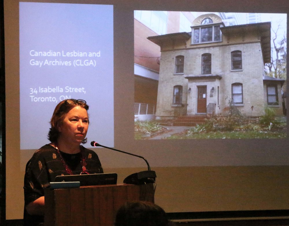 Elspeth Brown presenting at IIC (Photo: Alkazi Photographic Archives, 2019).