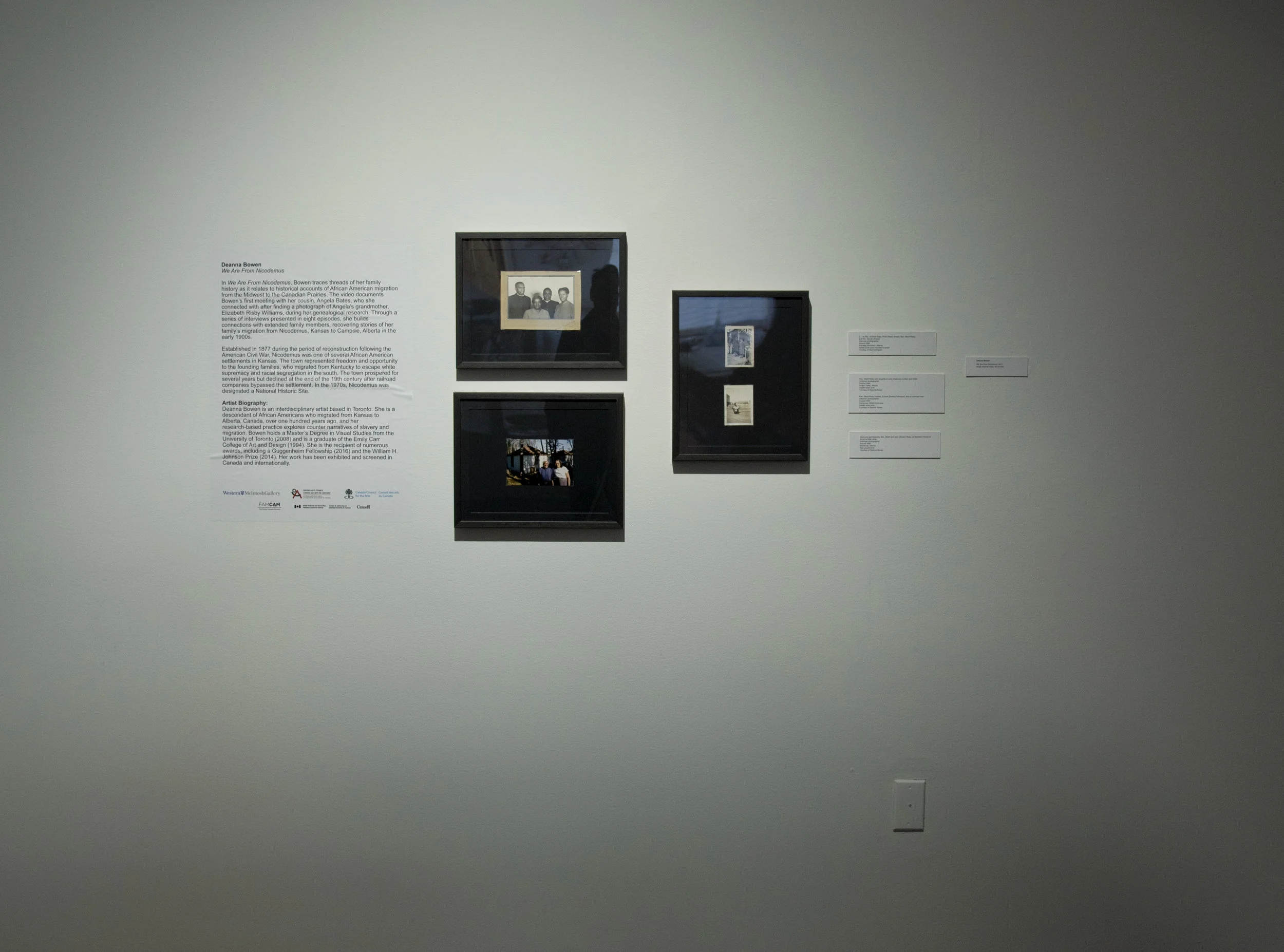 Deanna Bowen, We Are From Nicodemus (2017) , Installation View (Mcintosh Gallery, UWO, 2019)
