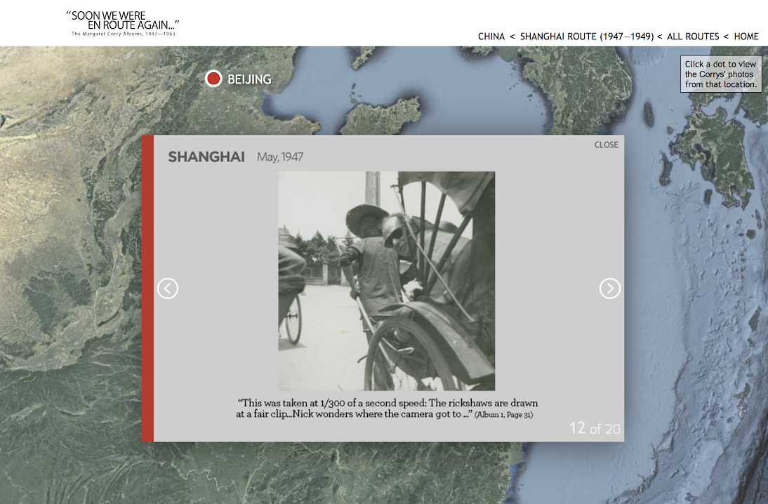 Screenshot of " Soon we were en route again…”: the margaret corry albums, 1947-1963” digital project (i. kohan-harpaz, 2018)