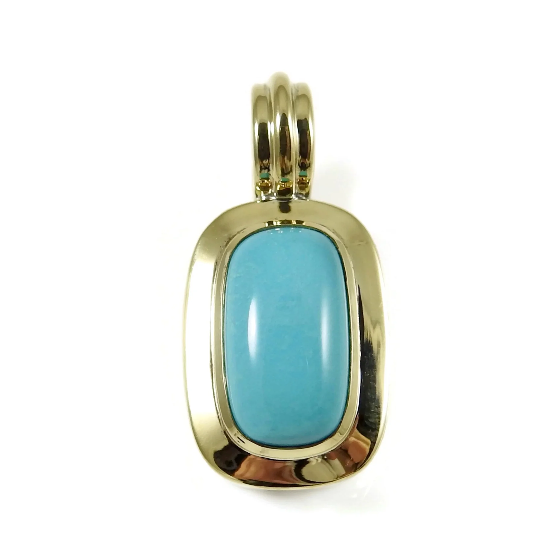  David Yurman Sterling Silver 18K Yellow Gold Turquoise Elongated Albion Enhancer