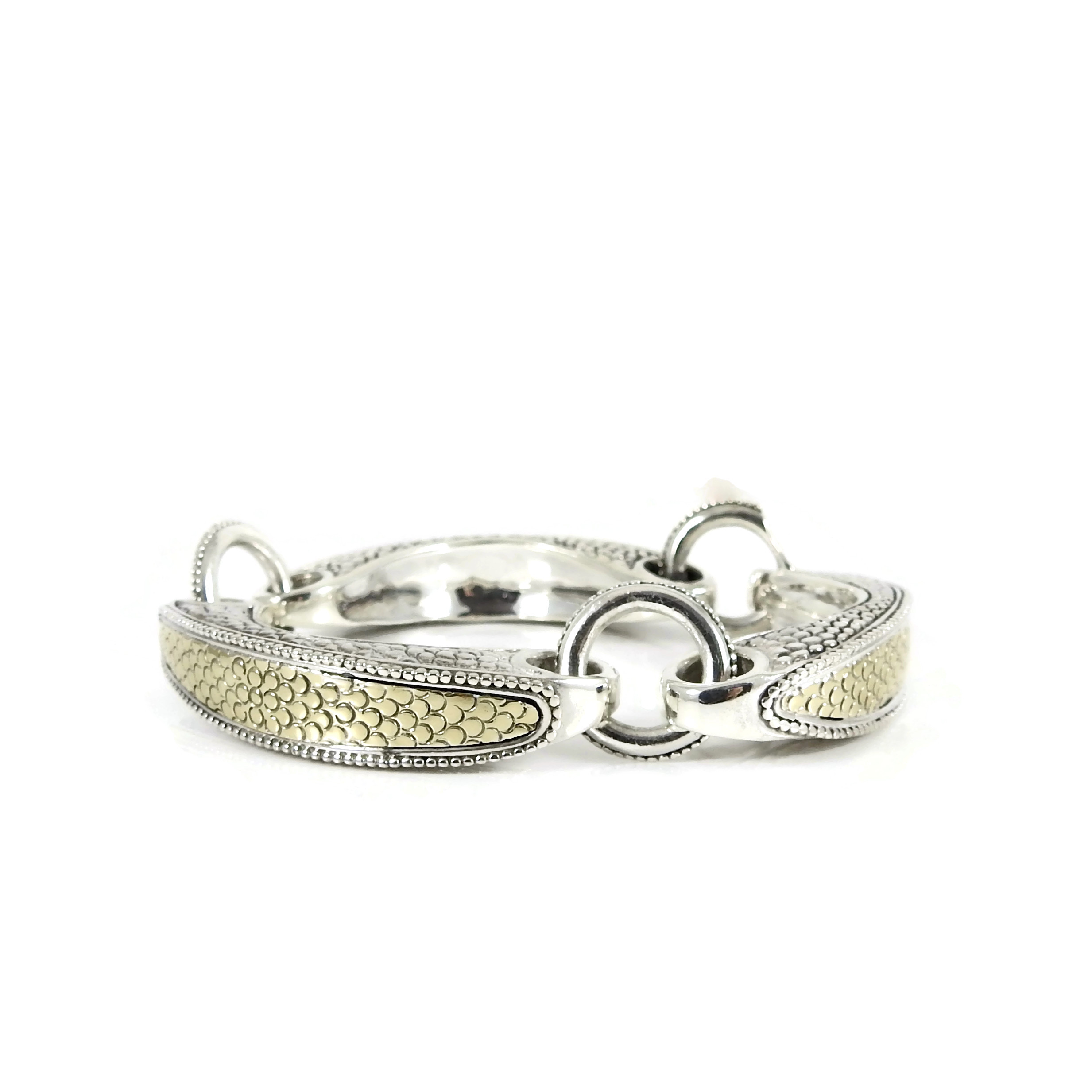 John Hardy Sterling Silver 18K Yellow Gold Vintage Segmented Dot Bracelet