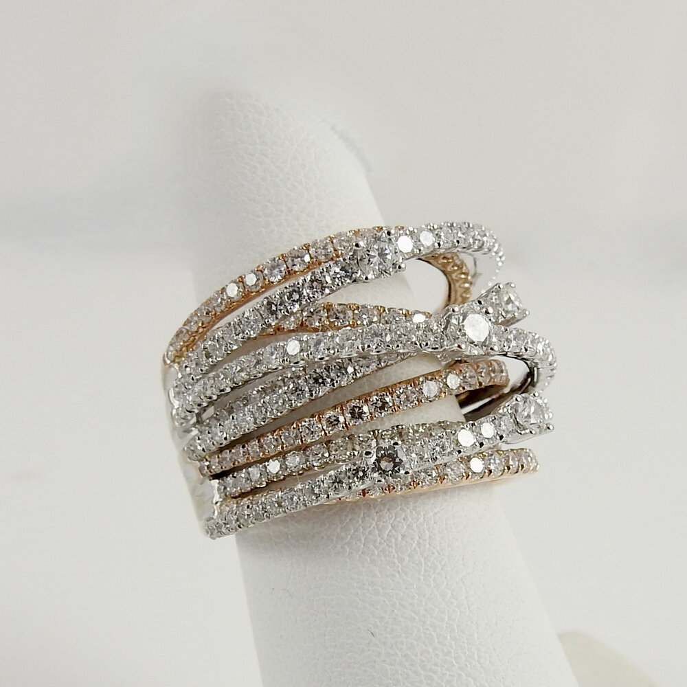 Rose Gold Diamante Crossover Ring  Fashion rings, Crossover ring