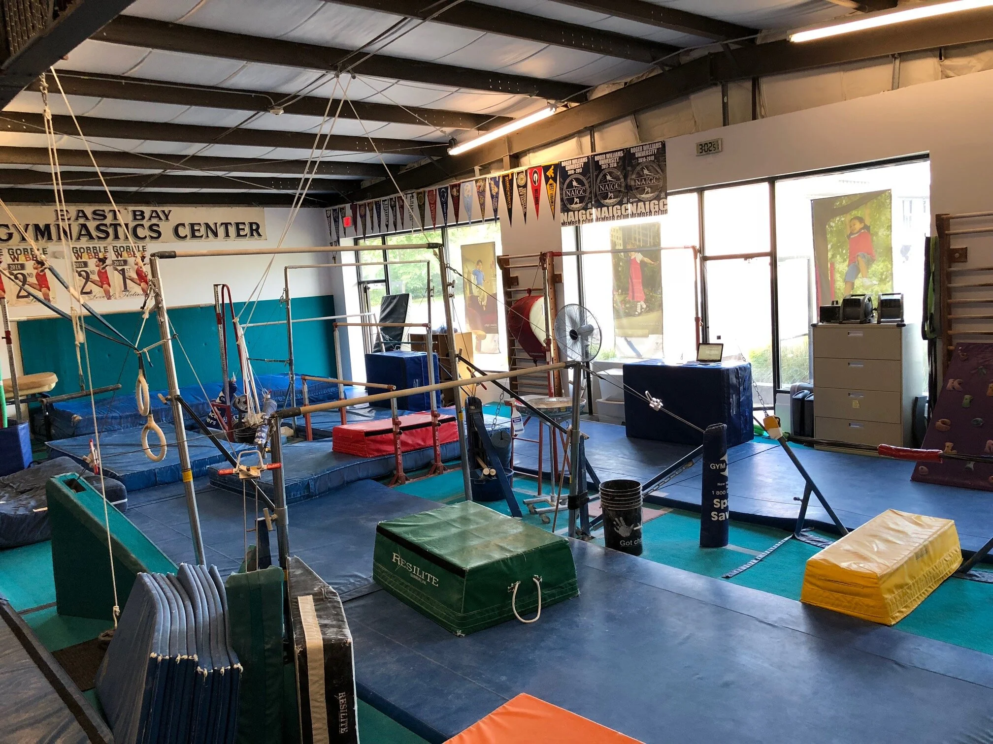 A quiet moment at the gym before the excitement of the day begins.