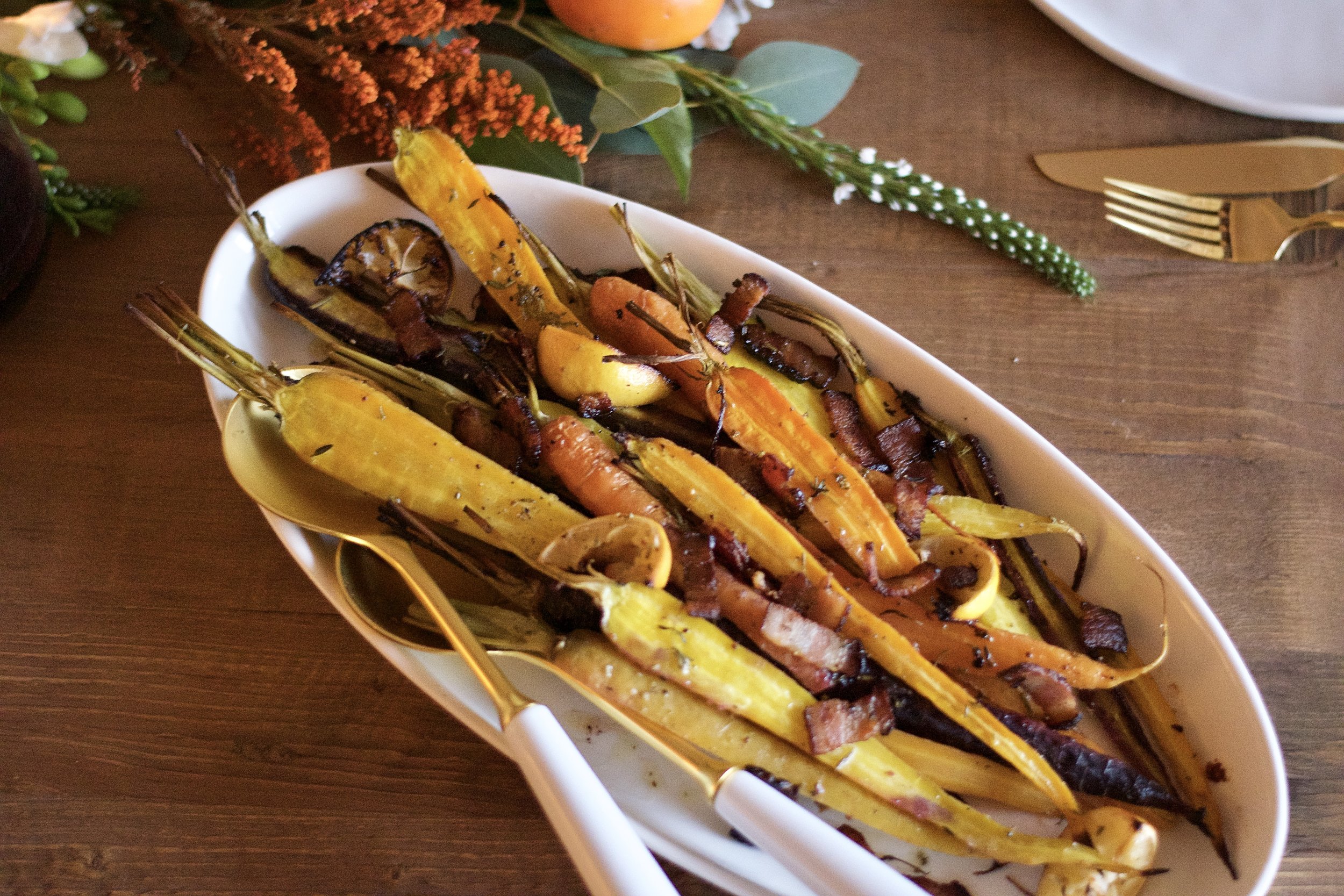 Bacon-Roasted Carrots // Thanksgiving Table with Met Market | All Purpose Flour Child