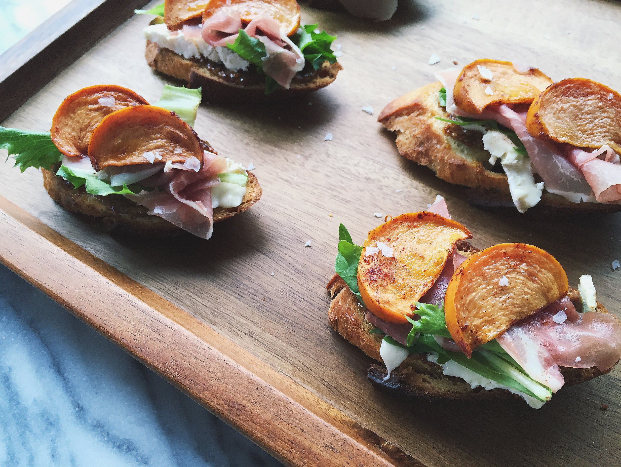 Roasted Persimmon Crostini