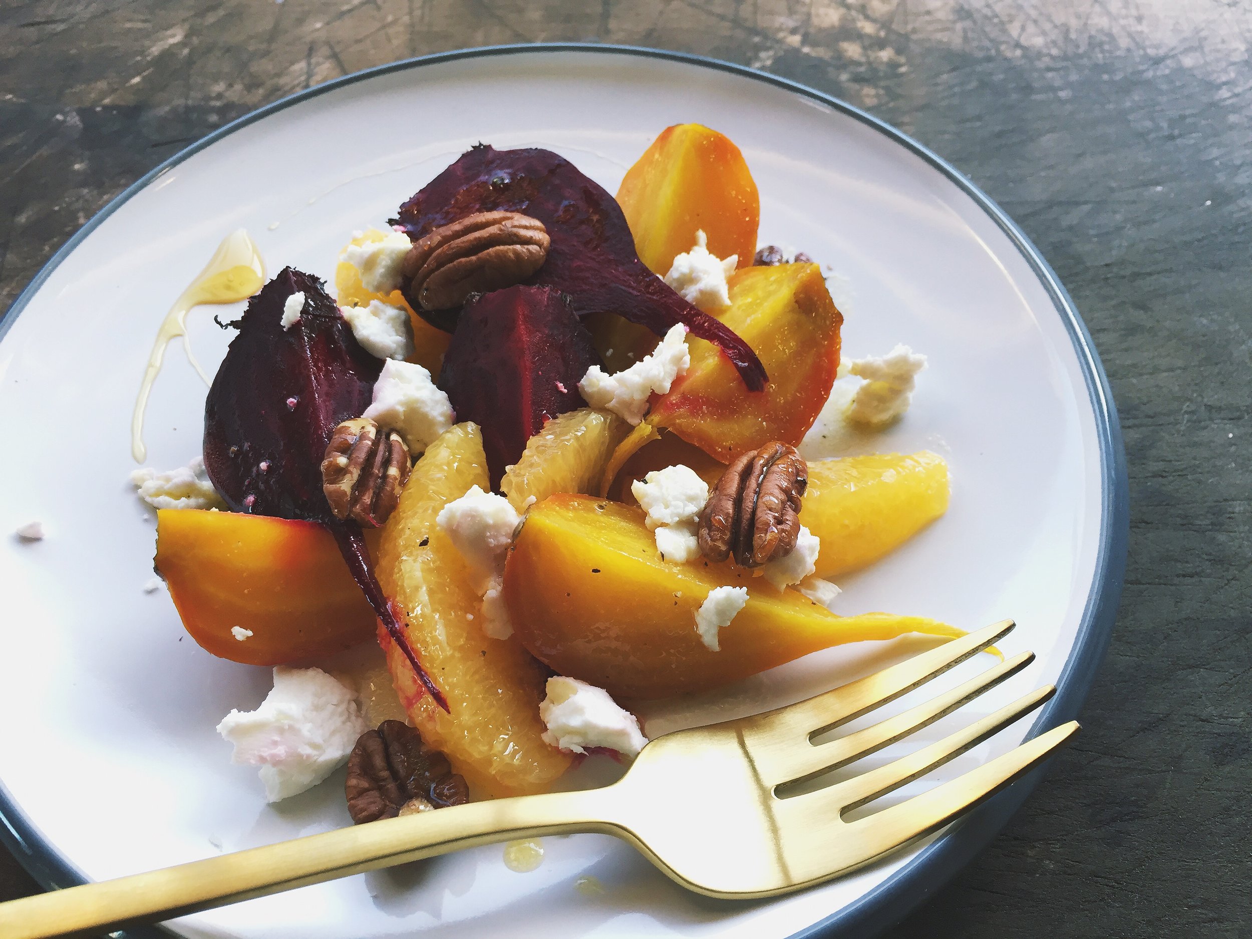 Roasted Beet + Orange Salad with Goat Cheese 