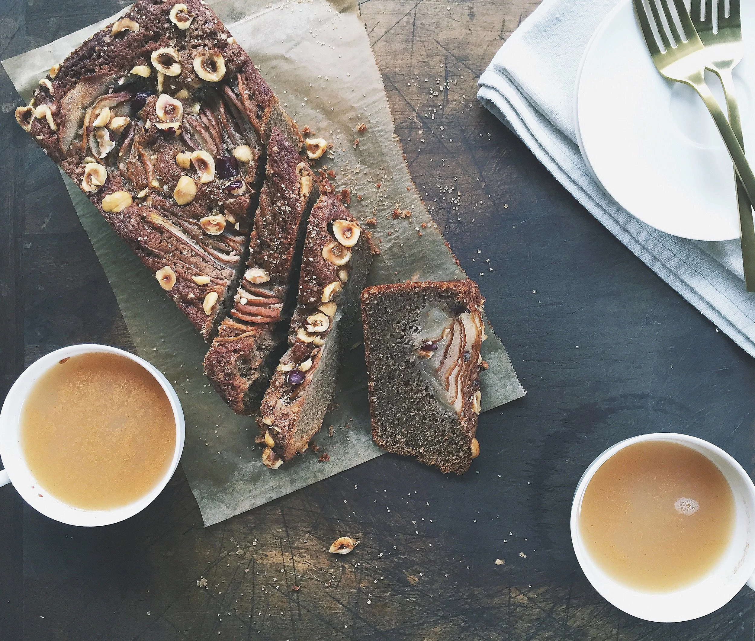 Spiced Pear Cake with Hazelnuts