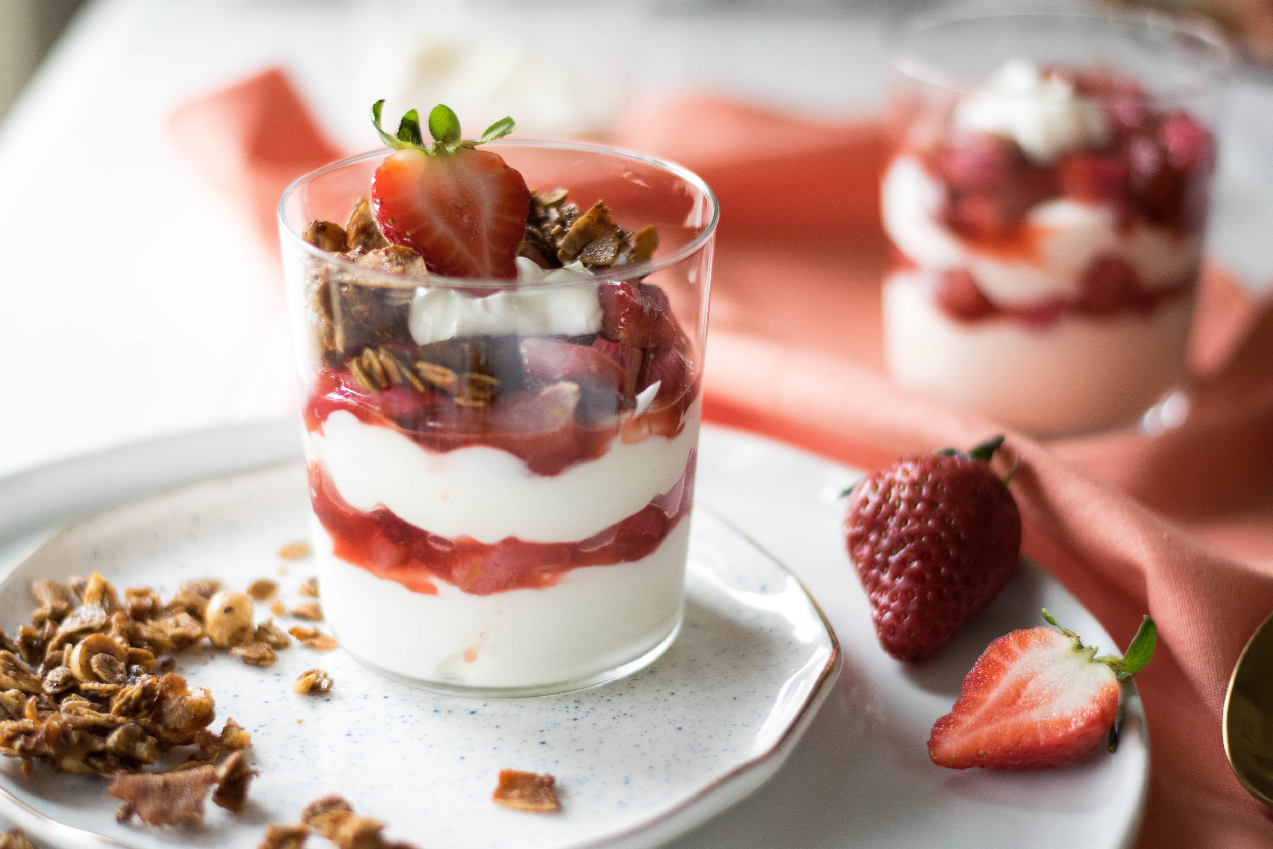 Roasted Rhubarb + Strawberry Yogurt Parfaits — All Purpose Flour Child