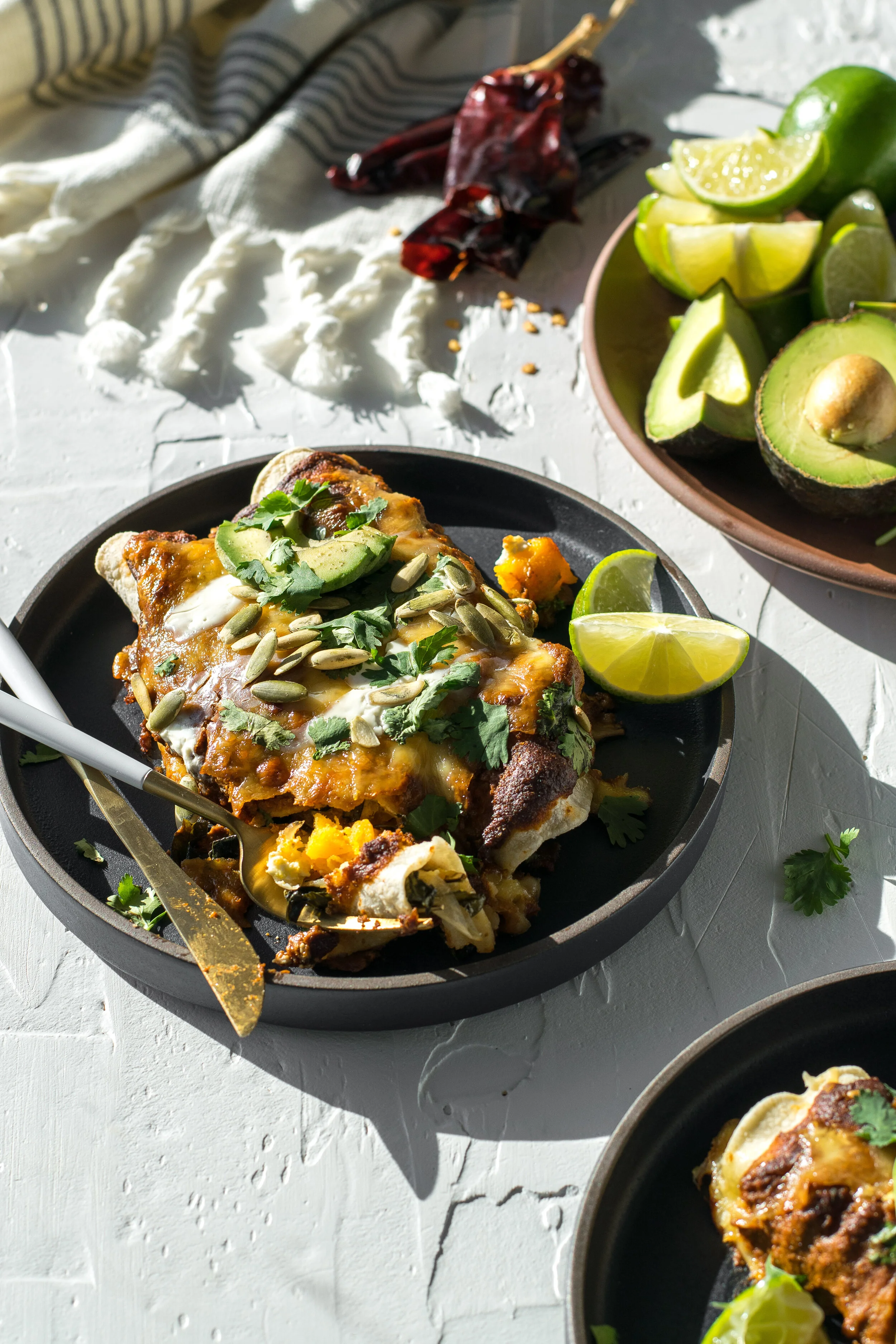 Squash Enchiladas with Mole Rojo + Goat Cheese | All Purpose Flour Child