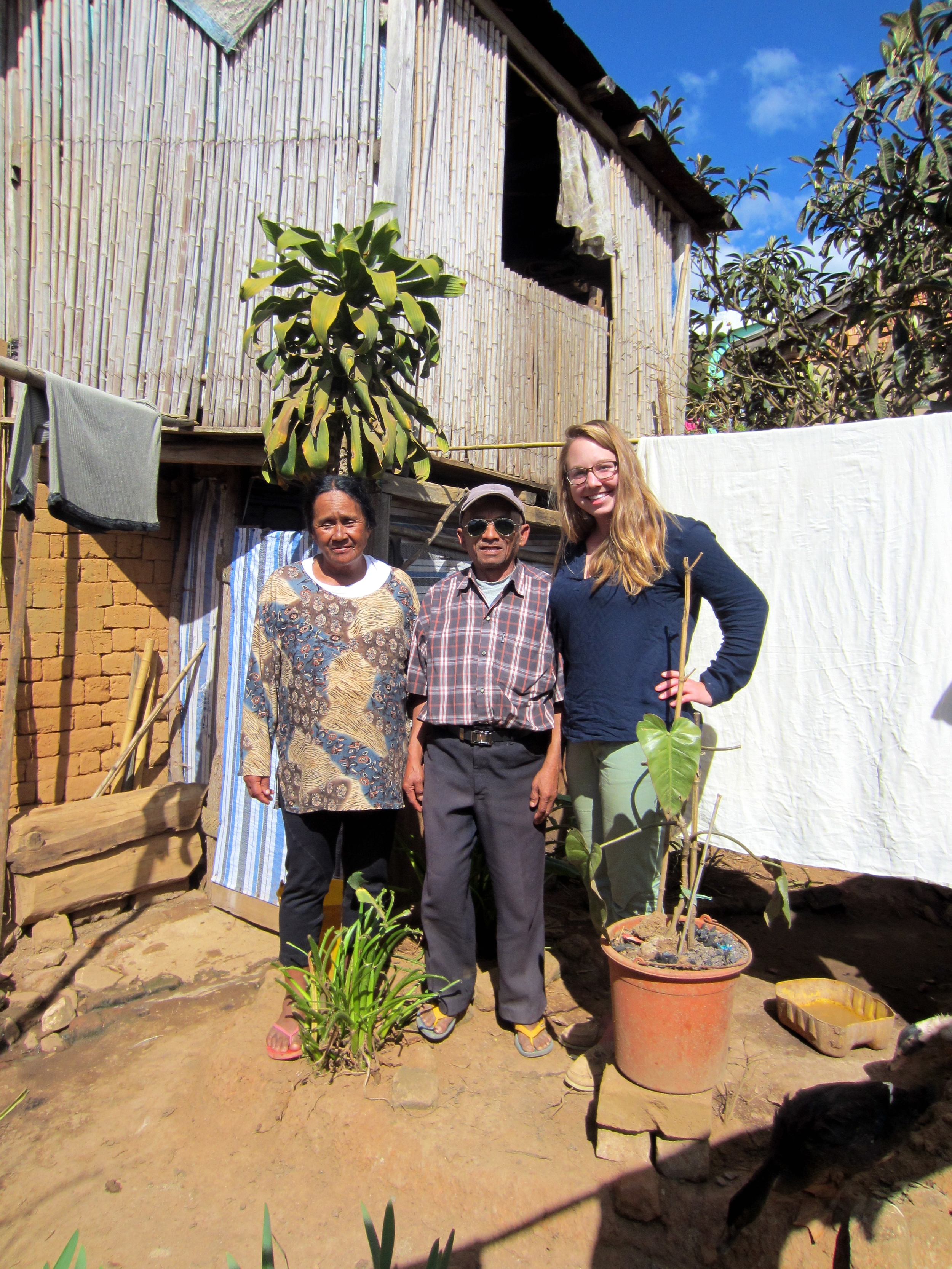 Nenibe, Dadabe and me outside of our house.