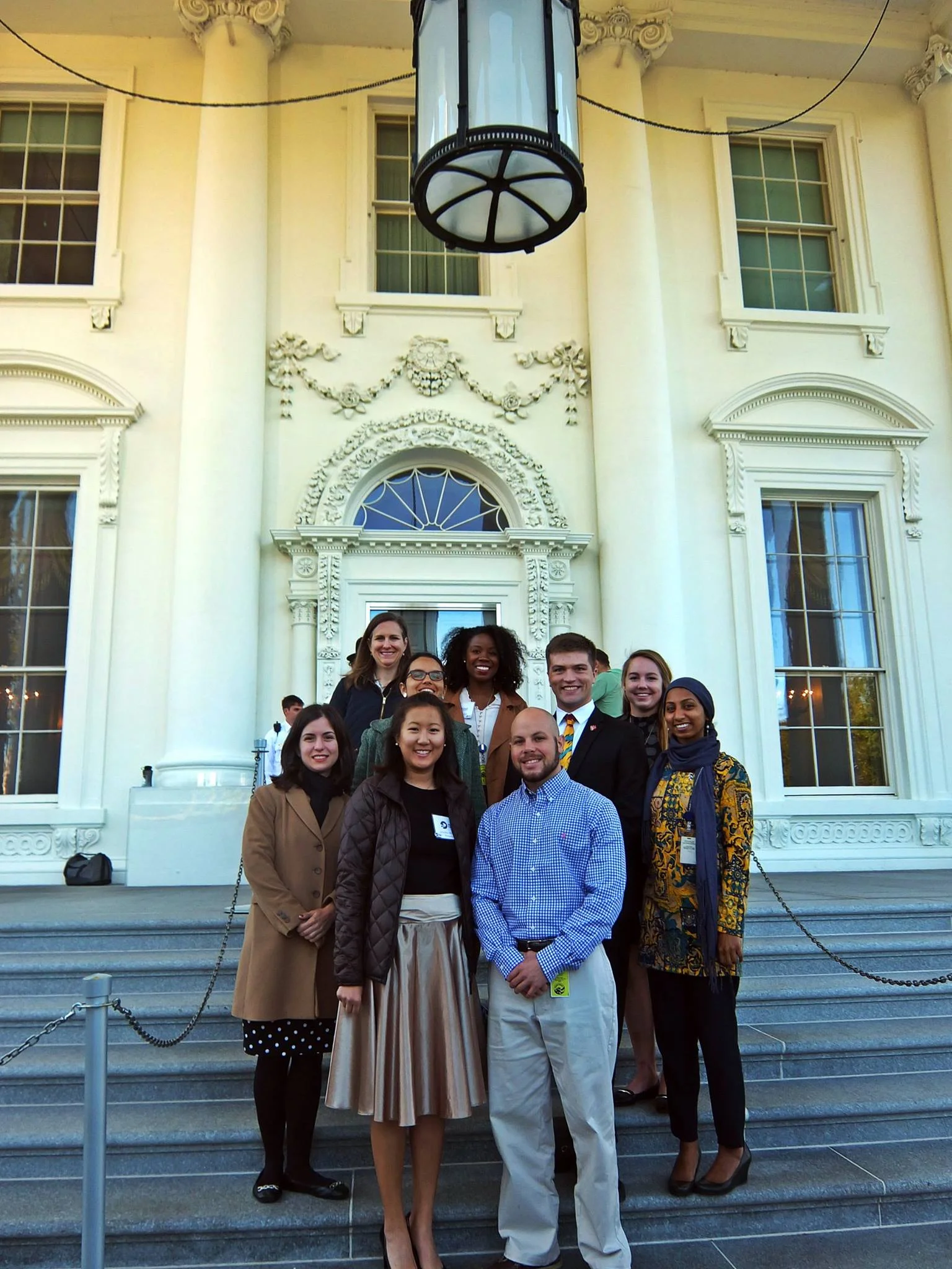 Group pic outside of The White House. 