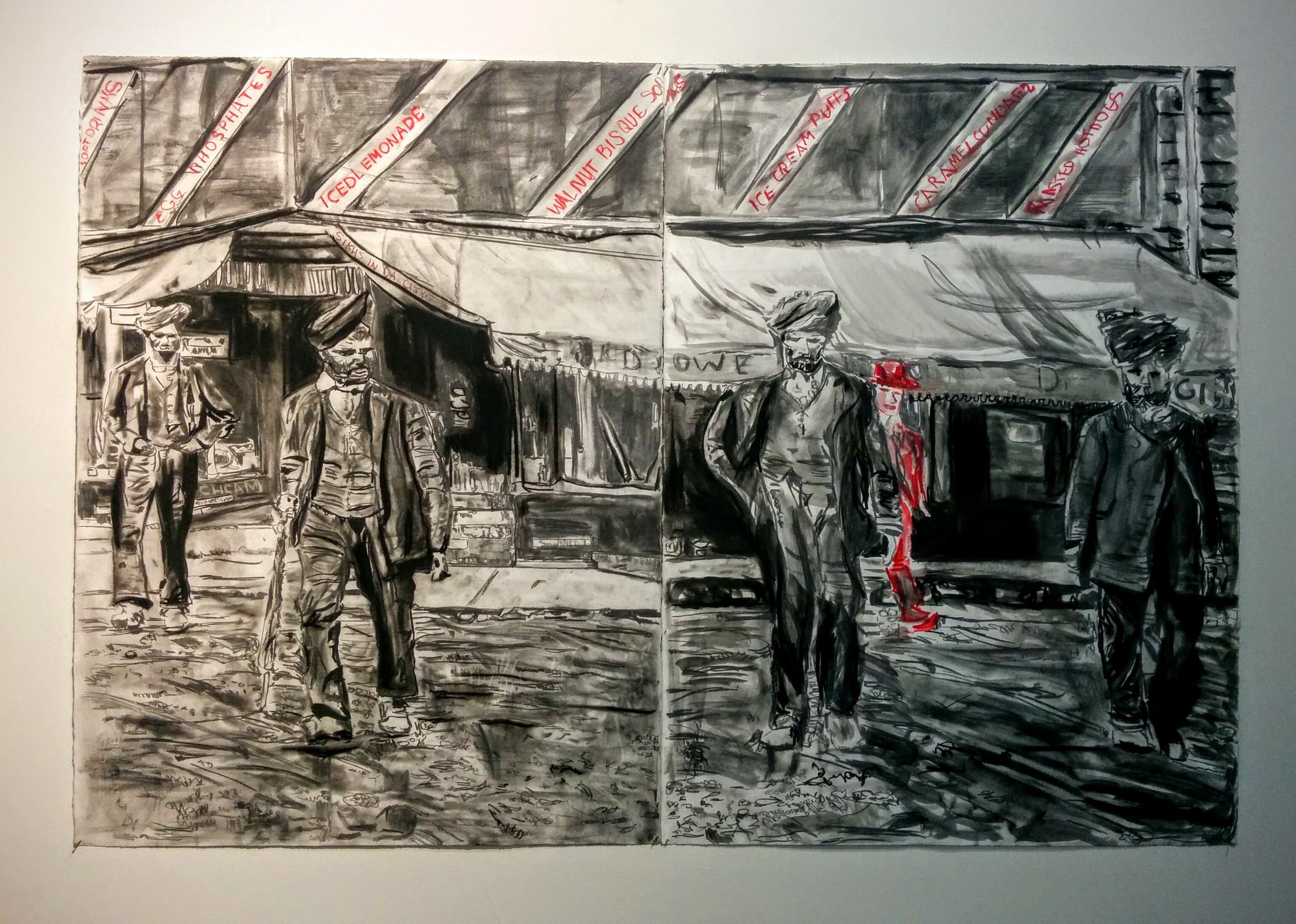 Charcoal and paint drawings by Jagdeep Raina