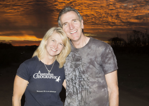 Heather and Glenn at William Creek at 'Magic Hour'