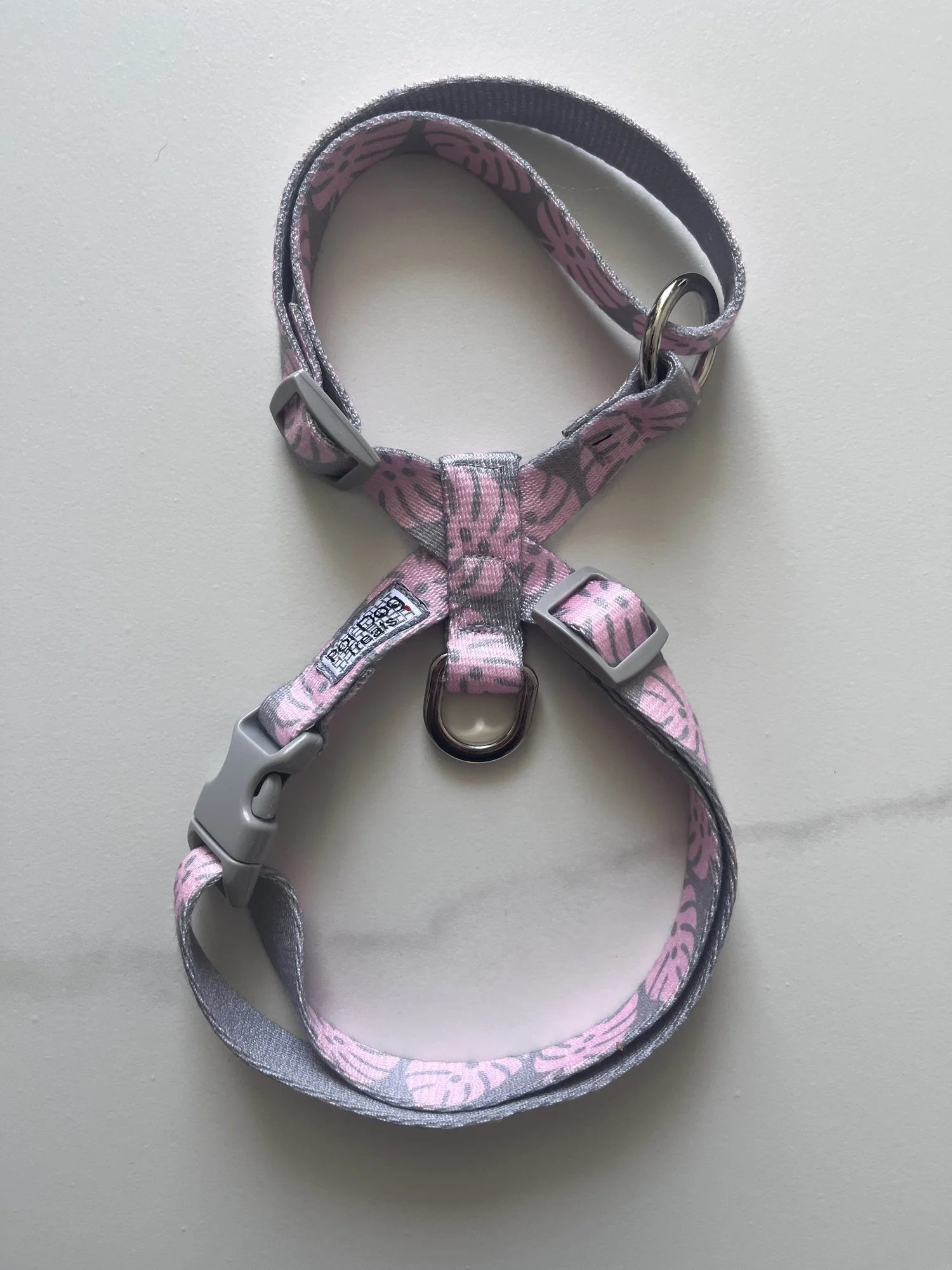 Monstera Leaf iNfinity Harness - Baby Pink  Poi Dog Treats