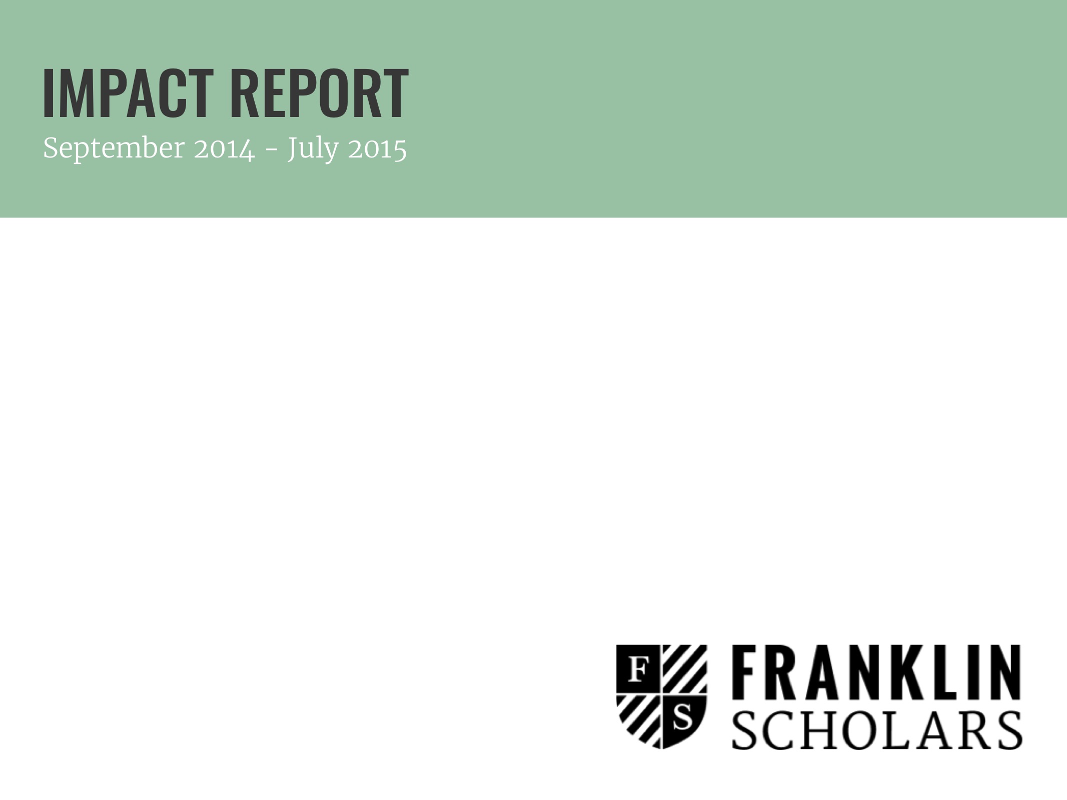 Franklin Scholars Impact Report 2014-15 cover.jpg