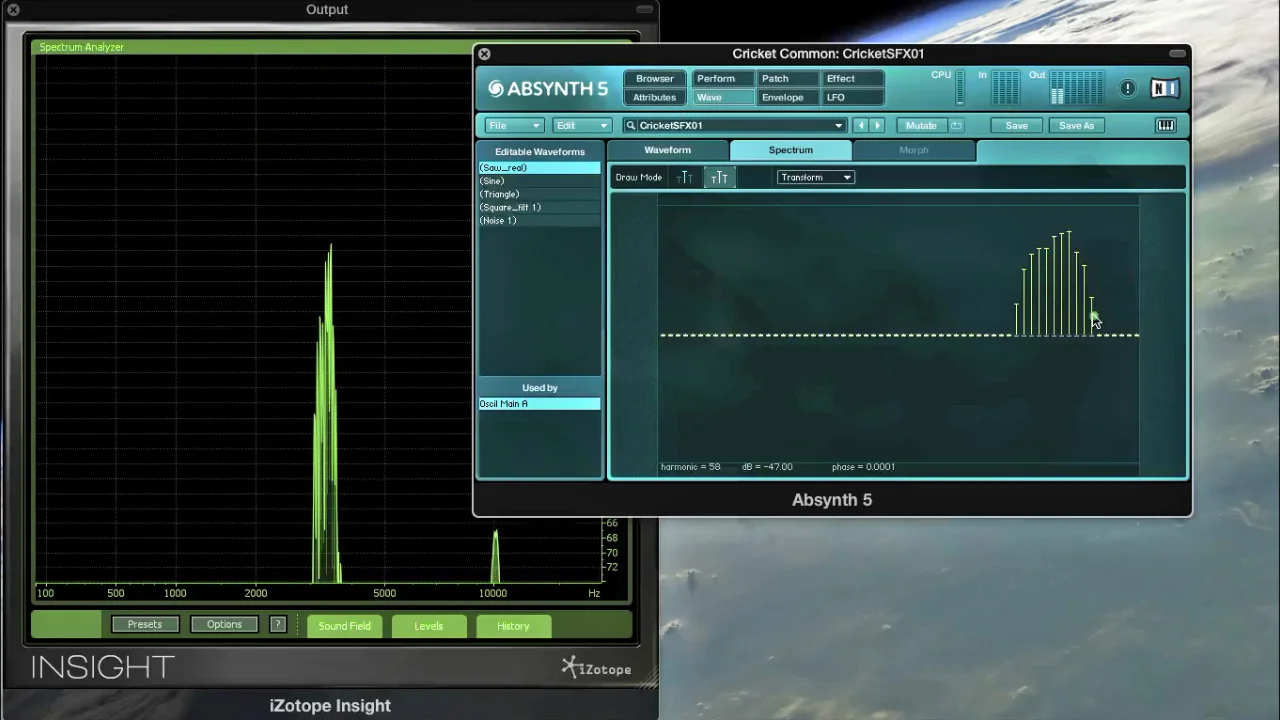 Fig.10 - Drawing a cluster of Harmonics in Absynth's Wave Editor