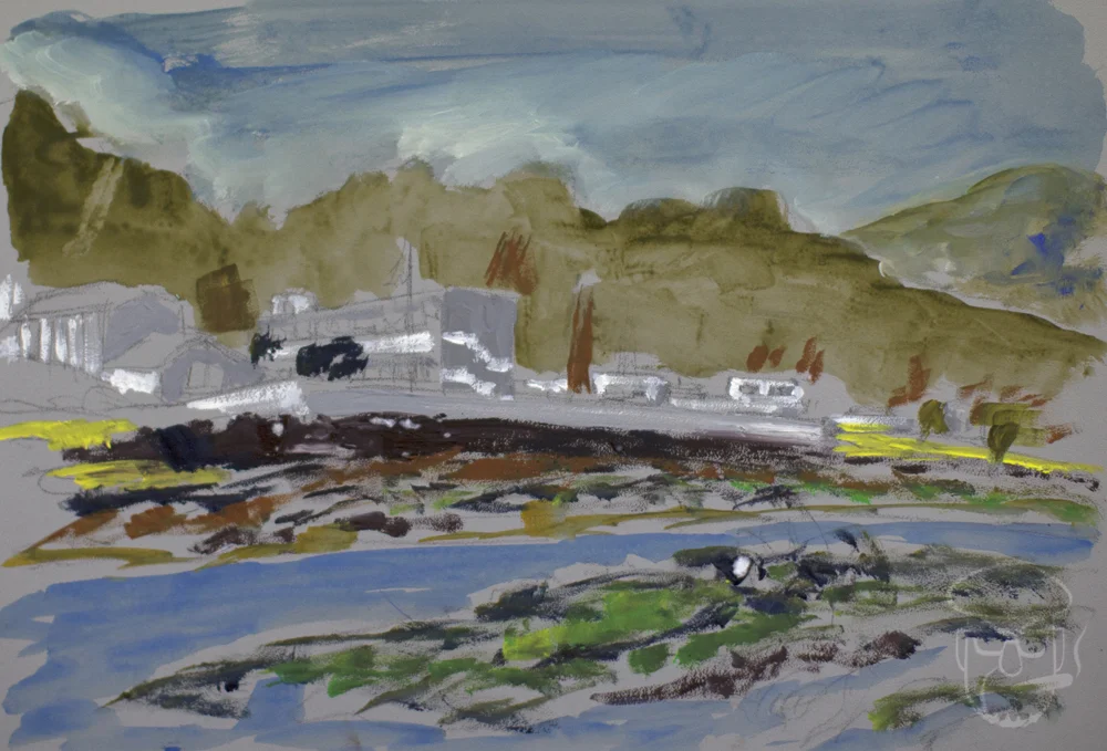 River flats and Village Huangshan