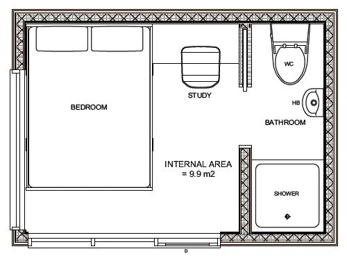  / / Tiny 10m2 hut plan option 