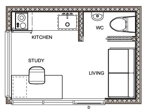  / / Tiny 10m2 hut  plan option 