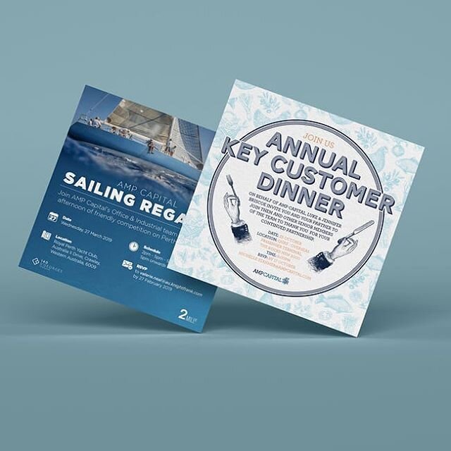 Some more recent work to show and tell!
These invitations were created in early 2019 for two separate events for AMP Capital's Office and Industrial section of the business. 
More of my design portfolio can be found at www.stevenvogel.com.au

#corpor