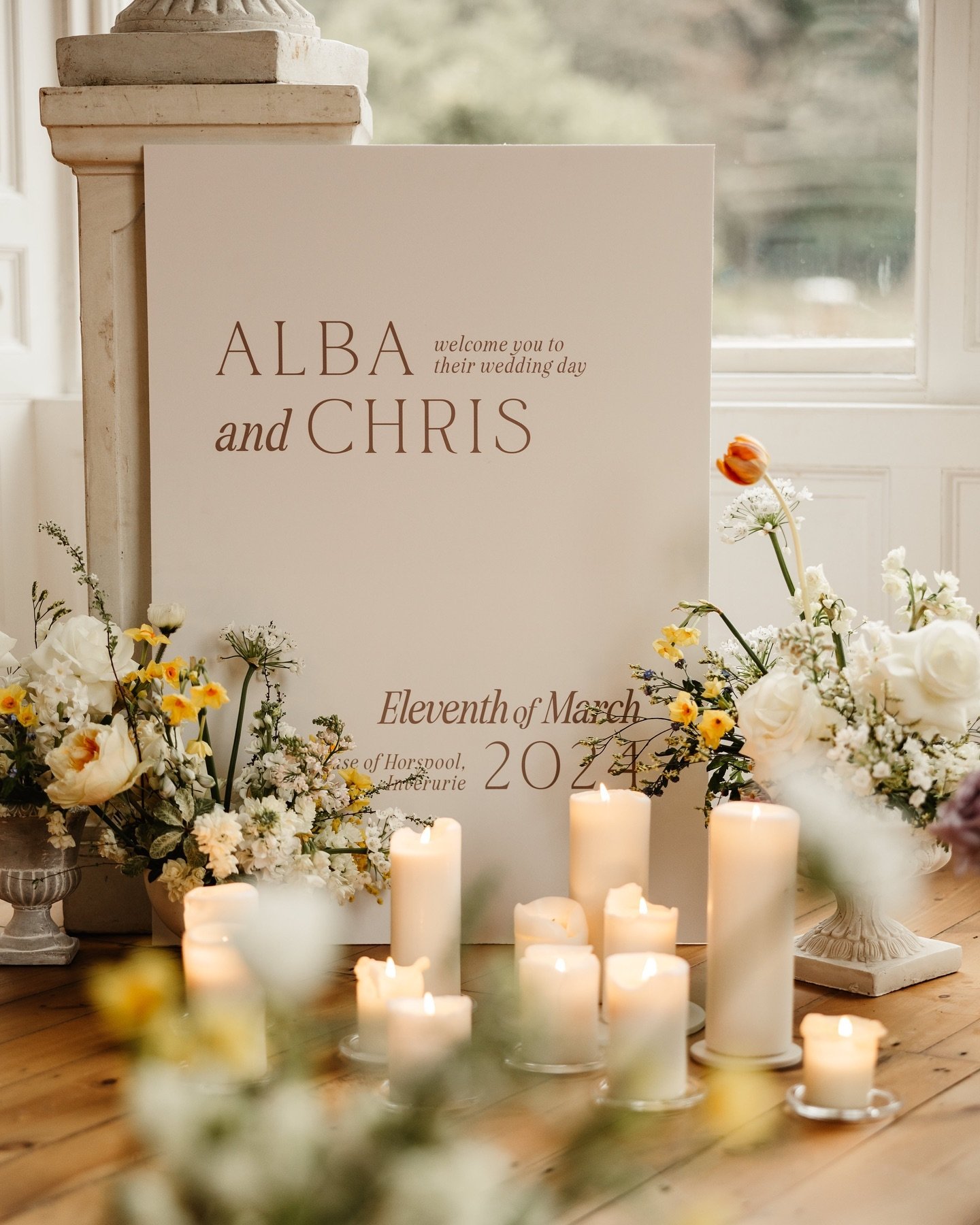 So in love with this set up at Aberdeenshire&rsquo;s newest wedding venue 🌼

Styling &amp; florals @kimdalglishflorist 
Photography @emmalawsonphoto 
Venue @houseofhorspool 
Stationery &amp; Signage @lovepaperco 

#weddingstationery #weddinginvitati