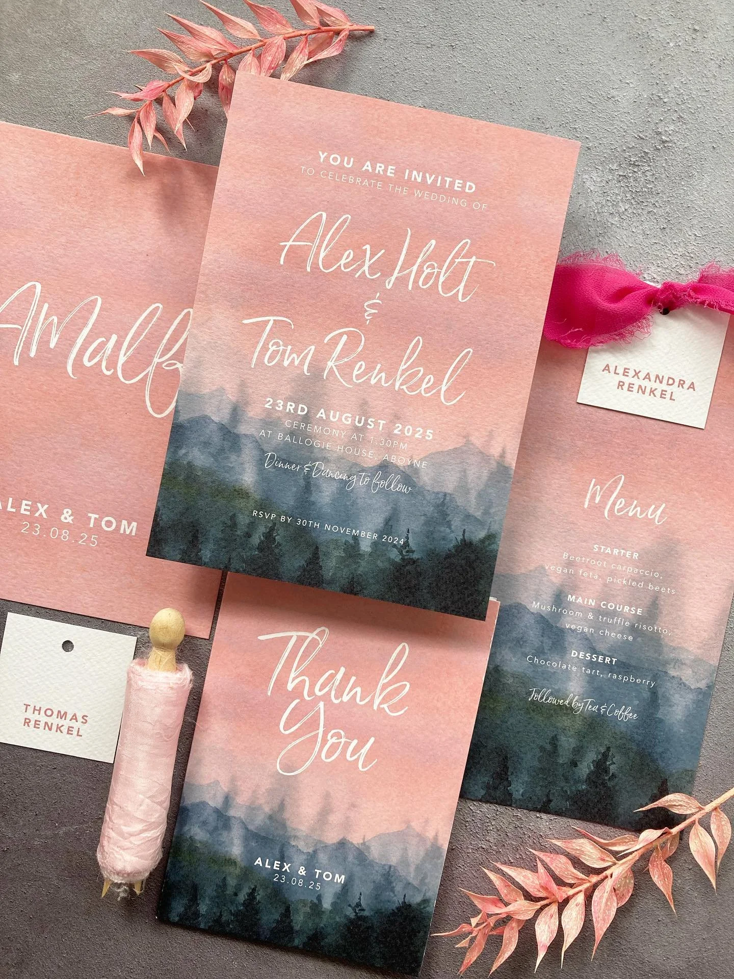 Moody pink landscape with a pop of fuchsia 💗
⠀⠀⠀⠀
#weddingstationery #weddinginvitations #invitations #prettypaper #lovepaperco #pursuepretty #modernweddingstationery #scottishwedding #aberdeenshirewedding #stationerysupplier #aberdeenwedding #prett