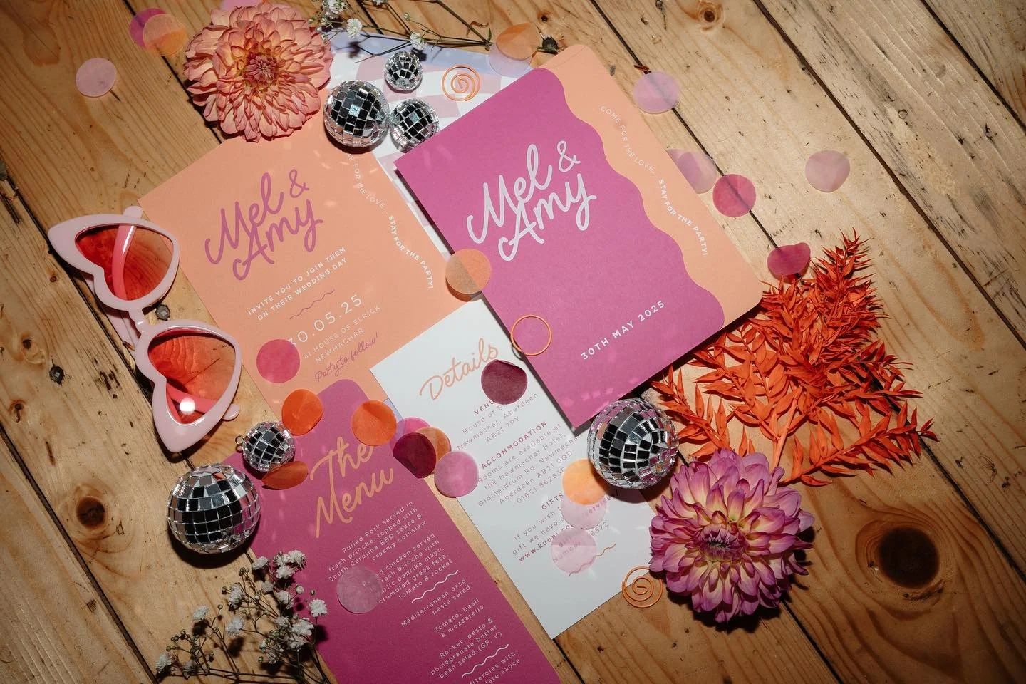 Bold &amp; bright vibes for a Friday night

Venue - @houseofelrick 
Photographer - @danirosephotographer 
Decor - @set_the_scene_northeast 
Models - Mel and Amy 
Cake - @pam_rennie_cake_design 
Hair - @amyduncanhair_  @l.cstyles 
Make up - @trishacam